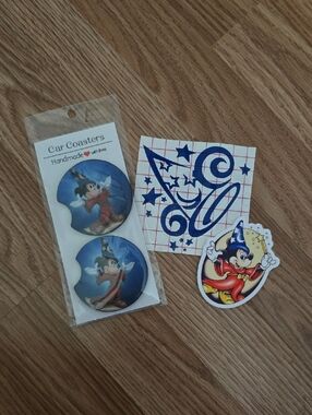 Sorcerer Mouse Car Coasters, Waterproof Sticker And Window Sticker